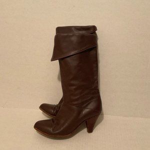 Frye Vintage Boots 6.5M Brown Cuff Slim Block Heel